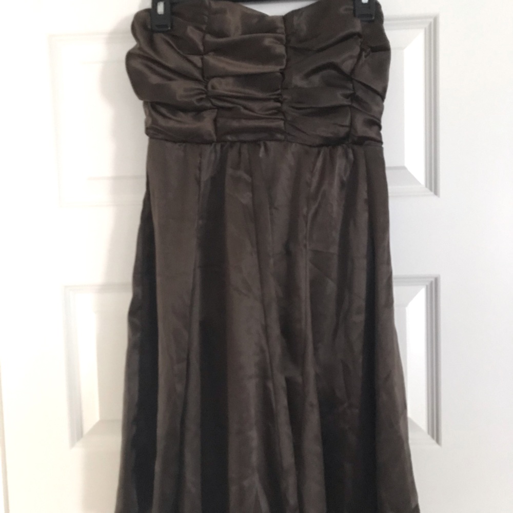 Hotkiss chocolate silk like strapless dress
